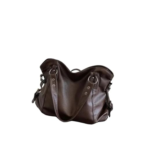 YShiuoL Umhängetasche Damen Weibliche Umhängetaschen Handtasche Große Kapazität Stylische Einkaufstasche Damen Weiches Leder Hobos Messenger Bags Frauen Shopper Tasche(Coffee) von YShiuoL