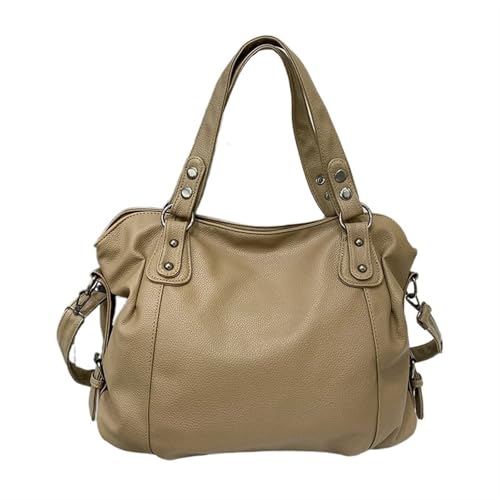 YShiuoL Umhängetasche Damen Weibliche Umhängetaschen Handtasche Große Kapazität Stylische Einkaufstasche Damen Weiches Leder Hobos Messenger Bags Frauen Shopper Tasche(Khaki) von YShiuoL