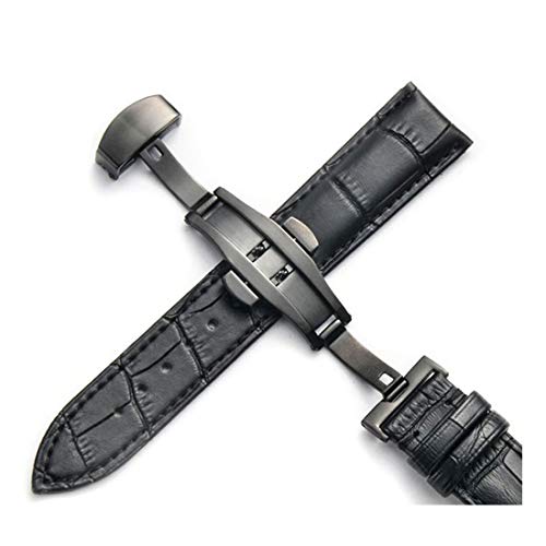 12mm/14mm/15mm/16mm/17mm/18mm/19mm/20mm/21mm/22mm/24mm Echtleder Uhrenarmband mit Faltschließe und Schmetterlingsverschluss, One Size von YTBHSHXZ