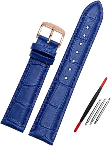 Blaues Lederarmband 12mm - 23 Uhr Ersatz Armband Zubehör, 14mm von YTBHSHXZ