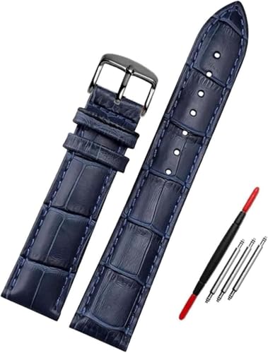 Blaues Lederarmband 12mm - 23 Uhr Ersatz Armband Zubehör, 16mm von YTBHSHXZ