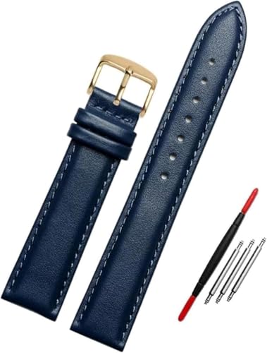 Blaues Lederarmband 12mm - 23 Uhr Ersatz Armband Zubehör, 19mm von YTBHSHXZ