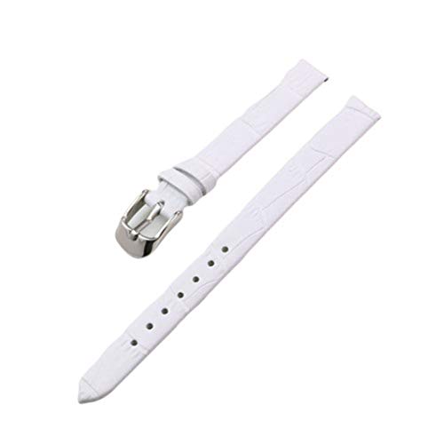 Damenuhrband aus echtem Leder, 10 mm, weiches Uhrenarmband mit silberner Schnalle, One Size von YTBHSHXZ