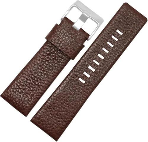 Echtleder Uhrenarmband 22mm - 30 Litchi Korn Uhrenarmband Ersatz Armband für Herrenuhren, 27mm von YTBHSHXZ