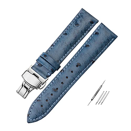 Leat 12-24mm Bunte Straußenmuster Uhrenarmband aus echtem Leder mit Ersatzschnalle, One Size von YTBHSHXZ