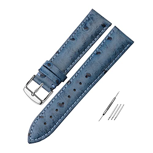 Leat 12-24mm Bunte Straußenmuster Uhrenarmband aus echtem Leder mit Ersatzschnalle, One Size von YTBHSHXZ