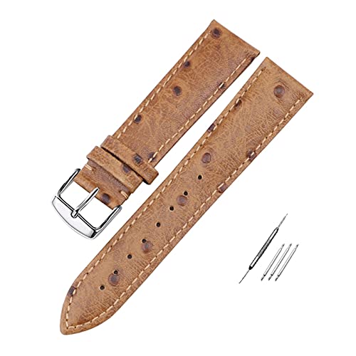 Leat 12-24mm Bunte Straußenmuster Uhrenarmband aus echtem Leder mit Ersatzschnalle, One Size von YTBHSHXZ