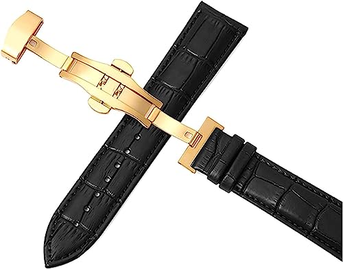 Leat 12-24mm Herren Damen Echtes Leder Uhrenarmband Ersatz Automatische Schnalle Uhrenarmbänder, One Size von YTBHSHXZ