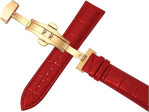 Leat 12-24mm Herren Damen Echtes Leder Uhrenarmband Ersatz Automatische Schnalle Uhrenarmbänder, One Size von YTBHSHXZ
