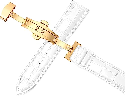 Leat 12-24mm Herren Damen Echtes Leder Uhrenarmband Ersatz Automatische Schnalle Uhrenarmbänder, One Size von YTBHSHXZ