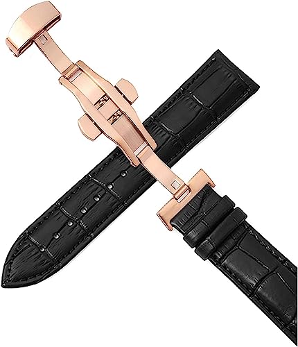 Leat 12-24mm Herren Damen Echtes Leder Uhrenarmband Ersatz Automatische Schnalle Uhrenarmbänder, One Size von YTBHSHXZ