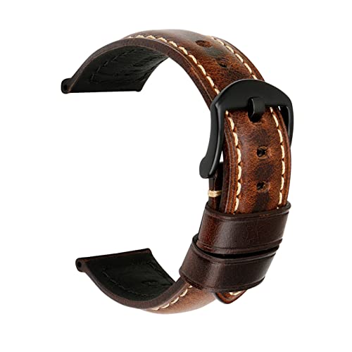 Leat Herrenuhr Zubehör Uhrenarmbänder 18mm - 26mm Vintage Öl Wachs Lederarmband, One Size von YTBHSHXZ