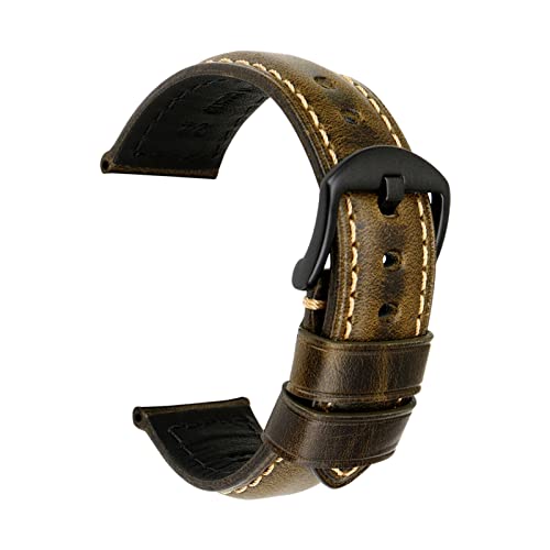 Leat Herrenuhr Zubehör Uhrenarmbänder 18mm - 26mm Vintage Öl Wachs Lederarmband, One Size von YTBHSHXZ