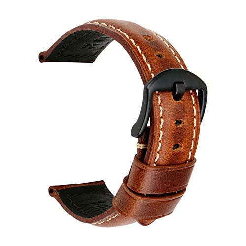 Leat Herrenuhr Zubehör Uhrenarmbänder 18mm - 26mm Vintage Öl Wachs Lederarmband, One Size von YTBHSHXZ