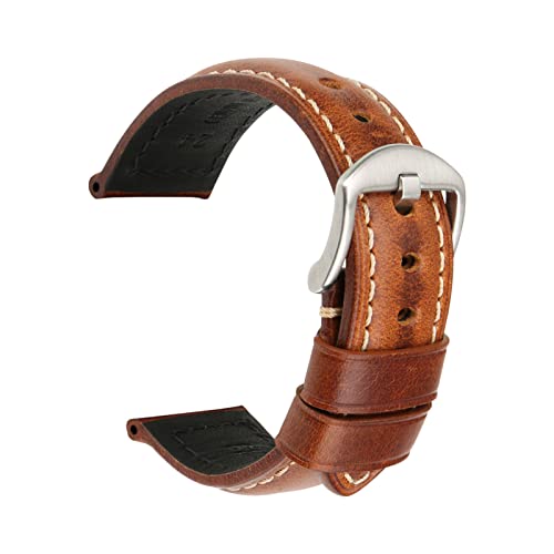 Leat Herrenuhr Zubehör Uhrenarmbänder 18mm - 26mm Vintage Öl Wachs Lederarmband, One Size von YTBHSHXZ