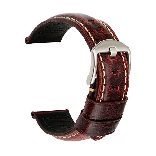 Leat Herrenuhr Zubehör Uhrenarmbänder 18mm - 26mm Vintage Öl Wachs Lederarmband, One Size von YTBHSHXZ