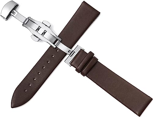 Lederarmband 10mm-22mm Uhrenarmband Weiches dünnes Lederarmband mit Schmetterlingsverschluss, One Size von YTBHSHXZ