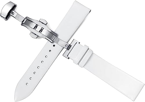 Lederarmband 10mm-22mm Uhrenarmband Weiches dünnes Lederarmband mit Schmetterlingsverschluss, One Size von YTBHSHXZ