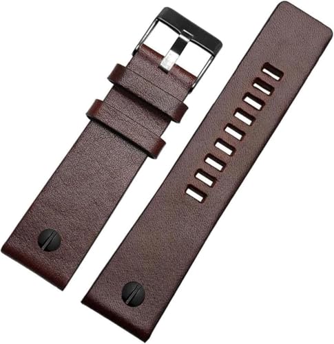 Lederarmband 22 24 26 28 30 mm mit Nieten Uhrenarmband Herrenuhr Zubehör, 28mm von YTBHSHXZ