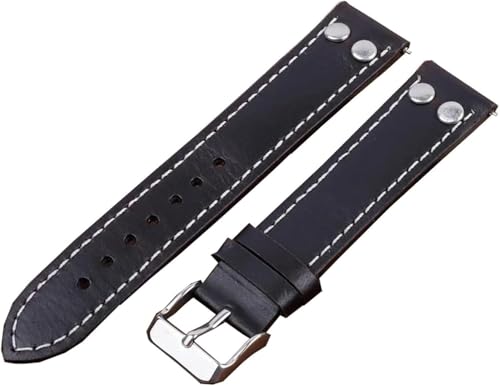 Retro Rivets Lederarmband 18mm - 24mm Herrenuhr Armband Ersatz Schnellspan, 18mm von YTBHSHXZ