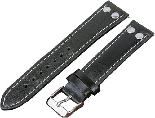 Retro Rivets Lederarmband 18mm - 24mm Herrenuhr Armband Ersatz Schnellspan, 20mm von YTBHSHXZ