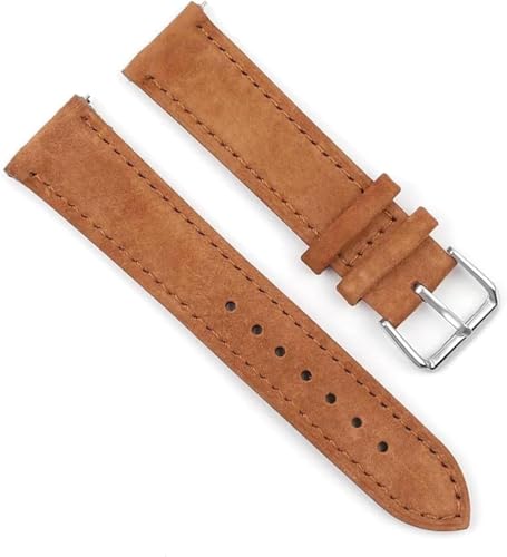 Wildleder Leder Uhrenarmband 16mm 17 18 19 20 22 Handgefertigtes genähtes Schnellverschluss Uhrenarmband, 22mm von YTBHSHXZ