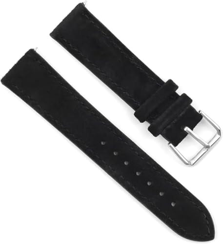 Wildleder Leder Uhrenarmband 16mm 17 18 19 20 22 Handgefertigtes genähtes Schnellverschluss Uhrenarmband, 24mm von YTBHSHXZ