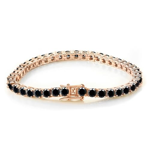 YTBHSHXZ， Frauen Gold Armbänder Rundschliff D Farbe VVS1 Klarheit Schwarzer Diamant Tennis Armbänder 925 Sterling Silber Armbänder(Yellow_8.5 in 4mm) von YTBHSHXZ