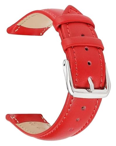 YTBHSHXZ Buntes Lederarmband für Uhr 14 mm bis 22, Ersatzzubehör, Rot, 14mm von YTBHSHXZ