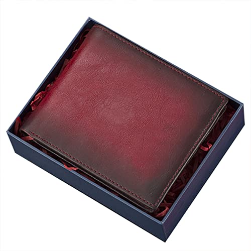 YTBHSHXZ Geldbörse aus weichem Leder mit Block, kompakt, mehrere Kartenfächer, elegant und lässig, mit Geschenkbox, rot, With box, American von YTBHSHXZ