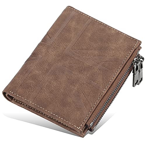 YTBHSHXZ Herren-Geldbörse, Kreditkartenhalter, Münzfach, Geldscheinfächer, Klappgeldbörse für Herren, Leder, Bruin, Einheitsgröße, Amerikanisch von YTBHSHXZ