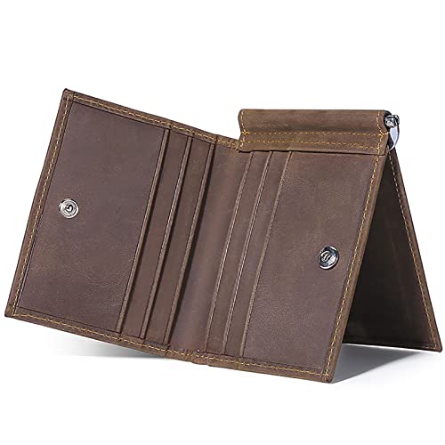 YTBHSHXZ Herren-Geldbörse mit Blockierung des Retro-Trifolds, 1 Ausweisfenster, 1 Bit-Bit, minimalistische Brieftaschen, Bruin, Einheitsgröße, Amerikanisch von YTBHSHXZ