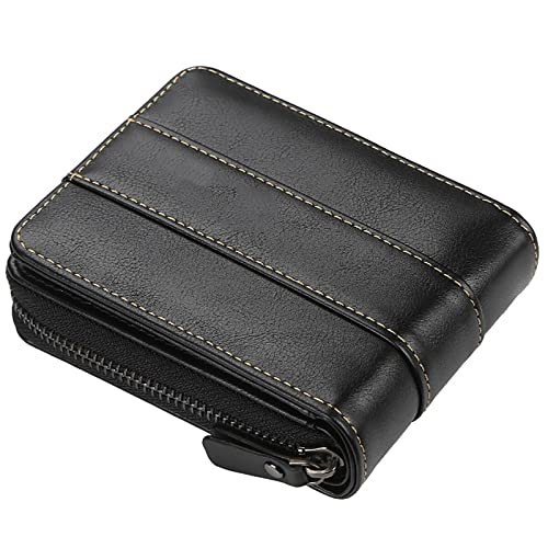 YTBHSHXZ Herren Leder Geldbörse mit Münzfach Geldscheinfach Kreditkartenetui Reißverschluss Geldbörse Echtgeldbörse, Schwarz , Taglia Unica, American von YTBHSHXZ