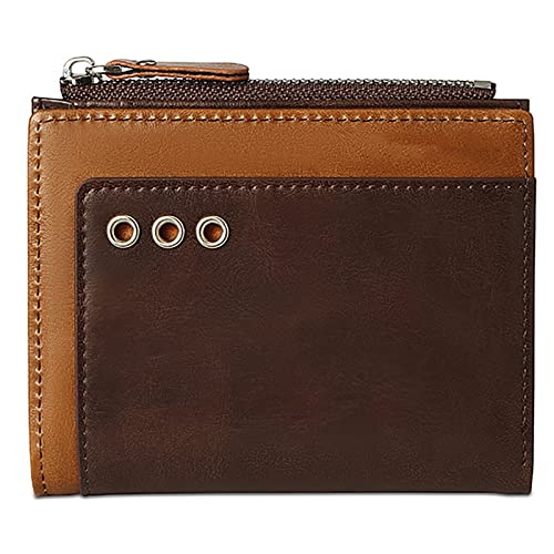 YTBHSHXZ Mit Blockierung, 8 Kartenfächern, 1 Münzfach, Bargeld, Reißverschluss, kurze Herren-Ledergeldbörse, Bruin, Einheitsgröße, Amerikanisch von YTBHSHXZ