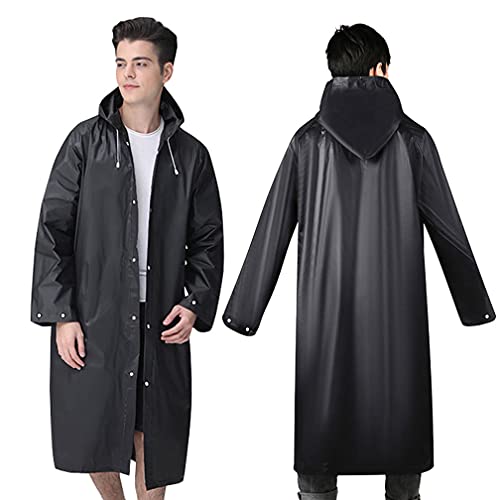 YTBUBOR 2 Stück Regenmantel Tragbare Ponchos, Wasserdichte EVA Wiederverwendbare Regenjacke für Männer und Frauen, Langlebige Regenmäntel Langarm Regenponcho für Outdoor-Aktivitäten, Schwarz von YTBUBOR