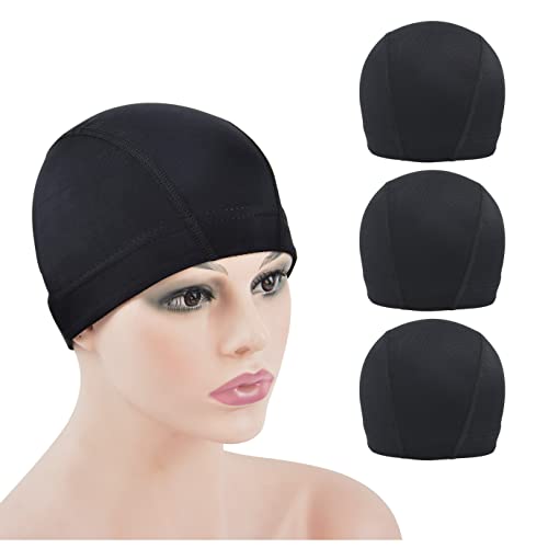 3 Stück Dome Wig Caps Haarnetz für Perücken Stretchy mit Breitem Gummiband für Making Wigs (Schwarz M) von YTBYT