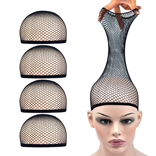 4 Stück Perückenkappen Mesh Perückenstrumpfkappen für Frauen Männer Kinder (Mesh Wig Cap, Schwarz) von YTBYT