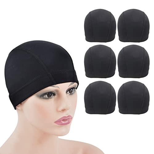 6 Stück Dome Wig Caps Haarnetz für Perücken Stretchy mit Breitem Gummiband für Making Wigs (Schwarz S) von YTBYT