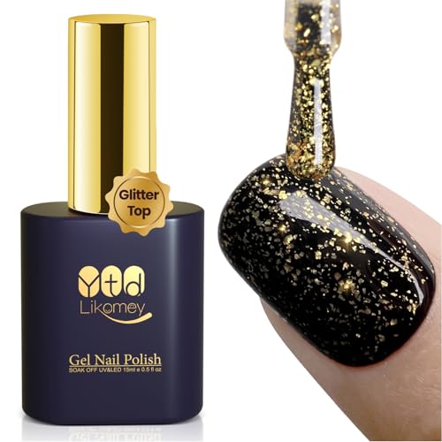 YTD Likomey 15ml No Wipe Blattgold Top Coat Überlack UV LED Gellack Gel Nagellack Gel Nail Polish von YTD Likomey