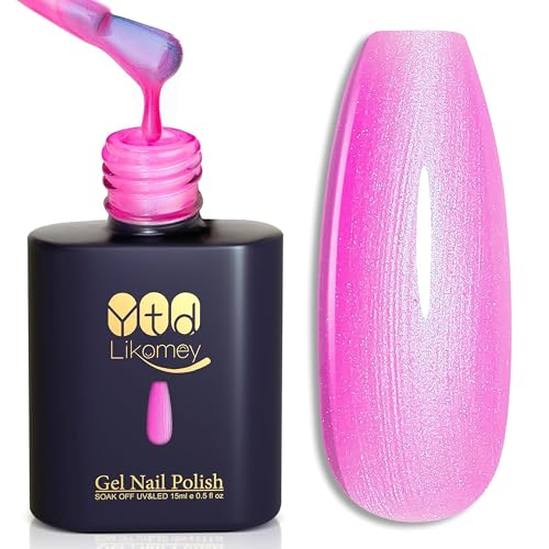 YTD Likomey Glitzer UV Gellack Nagellack Gel,15ml Rosa Perlglanz-Glitter Glitter Soak Off Farbgel Nagelgel Maniküre Farbe Gel Nail Polish von YTD Likomey