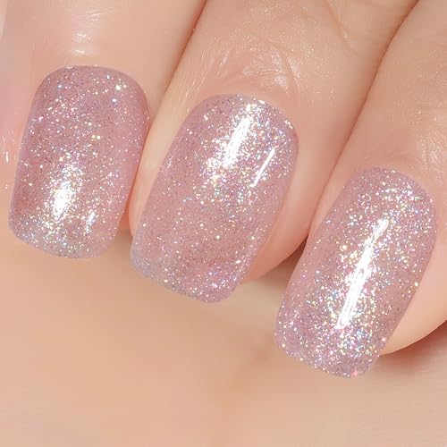 YTD Likomey Meerjungfrau Perlglanz UV Gellack Nagellack Gel,15ml Rosa Glitter Schimmern Gelee Transluzent Neutral Nagelgel Maniküre Gel Nail Polish von YTD Likomey