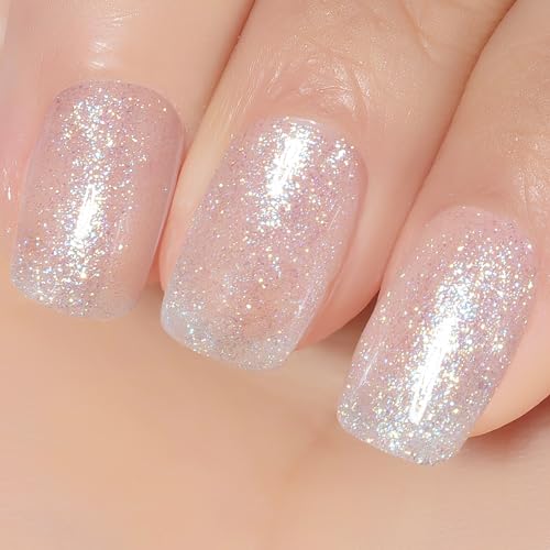 YTD Likomey Meerjungfrau Perlglanz UV Gellack Nagellack Gel,15ml Weiß Glitter Schimmern Gelee Transluzent Neutral Nagelgel Maniküre Gel Nail Polish von YTD Likomey