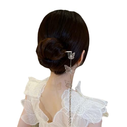 YTDJJWLS Tassel Hanfu Kopfschmuck Haarnadel Damen Metall Haarschmuck Weiß von YTDJJWLS