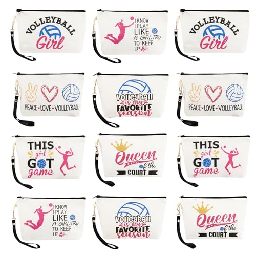 YTDYQFLZH Volleyball-Make-up-Tasche mit Handgelenkschlaufe, Volleyball-Geschenke für Teenager-Mädchen mit Canvas-Make-up-Taschen, inspirierende Geschenke für Volleyball-Team zur Aufbewahrung von von YTDYQFLZH