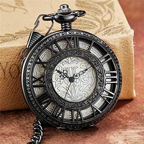 Taschenuhr Taschenuhr, Retro Hollow Skeleton Steampunk Muster Design Mechanische Taschenuhr Herren Römische Ziffern Handaufzug Anhänger Kette Uhr Männlich von YTGLQAZ