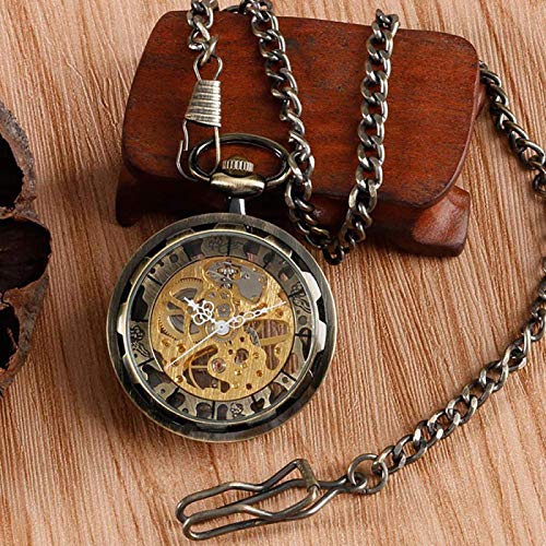 Taschenuhr Taschenuhr Mit Kette Halskette Steampunk Skeleton Mechanische Fob Taschenuhr Uhr Anhänger Handaufzug Männer Frauen Kette Geschenk von YTGLQAZ