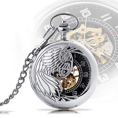 Taschenuhr  Vintage Taschenuhr Herren Mechanische Taschenuhr Phoenix Zifferblatt Mit Kette Hohl Geschnitzte Taschenuhr Flip Taschenuhr Halskettenuhr Römische Skala Taschenuhr Herren Damenuhr von YTGLQAZ