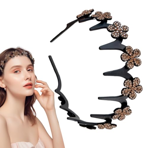 Gewelltes Stirnband - Strassblume Verspieltes Haarreifen,Ganzjahrestragbarer Haarschmuck Festigt Flughaare für Damen bei Freizeit Business Sport von YTGOCN