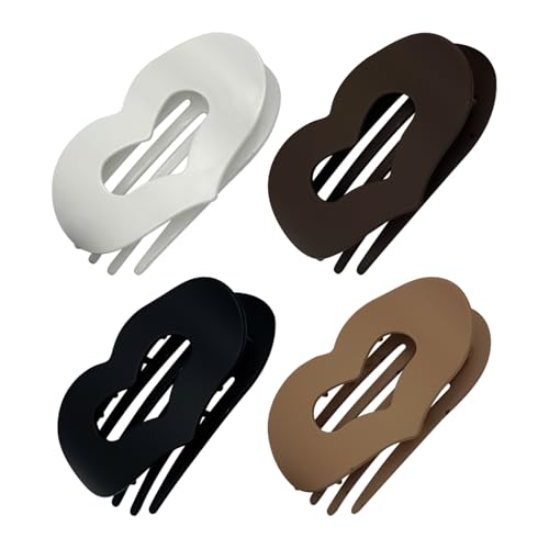 Klammer Clips - Herzförmige Einfarbige Flache Haarspange - 4 Stück Rutschfeste Entenschnabel Haarschmuck Für Mädchen Styling Für Schule Party Fest Hochzeit Freizeit Einkaufen von YTGOCN