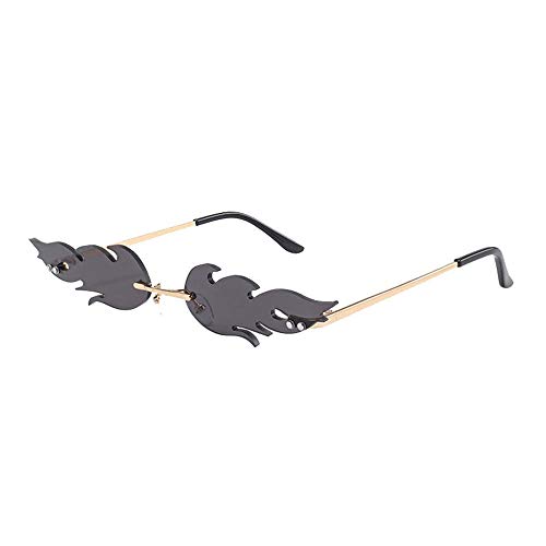 Flammen Sonnenbrille Fashion Rahmenlos Feuer Flammen Brille Mode Party Frauen MäNner, schwarz von YTJHFA